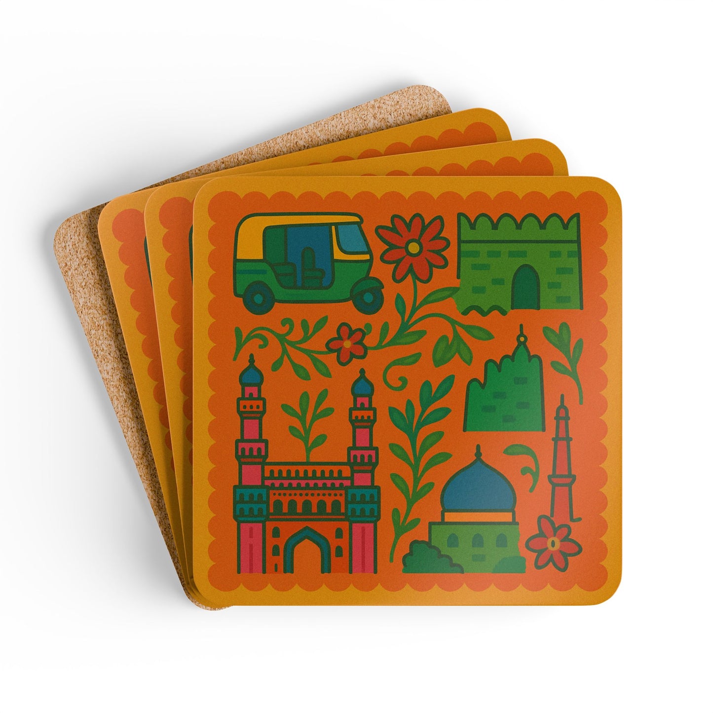 Charminar Cork Coaster Set