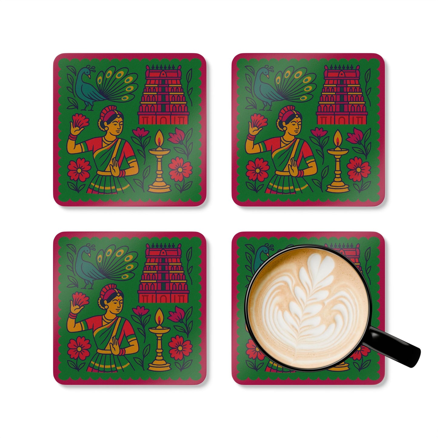Thanjavur Cork Coaster Set