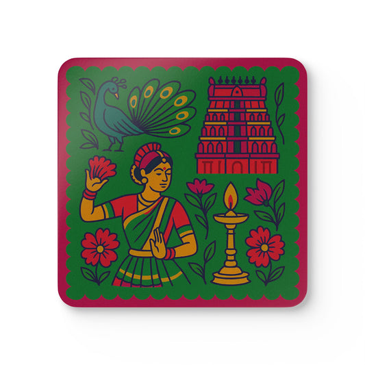 Thanjavur Cork Coaster Set