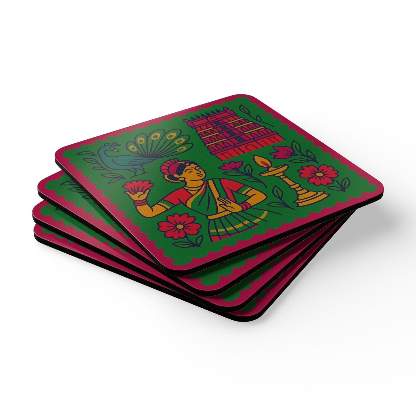 Thanjavur Cork Coaster Set