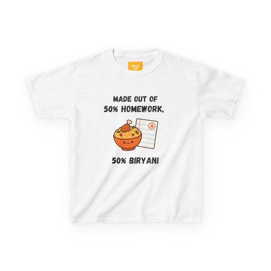 50% Homework, 50% Biryani Kids Tee