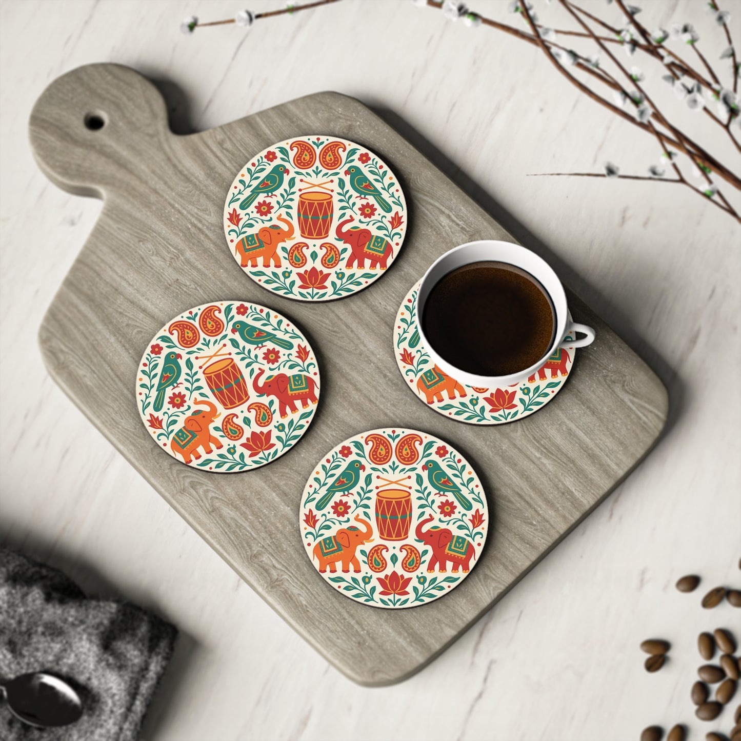 Dhol Tasha Coaster Set